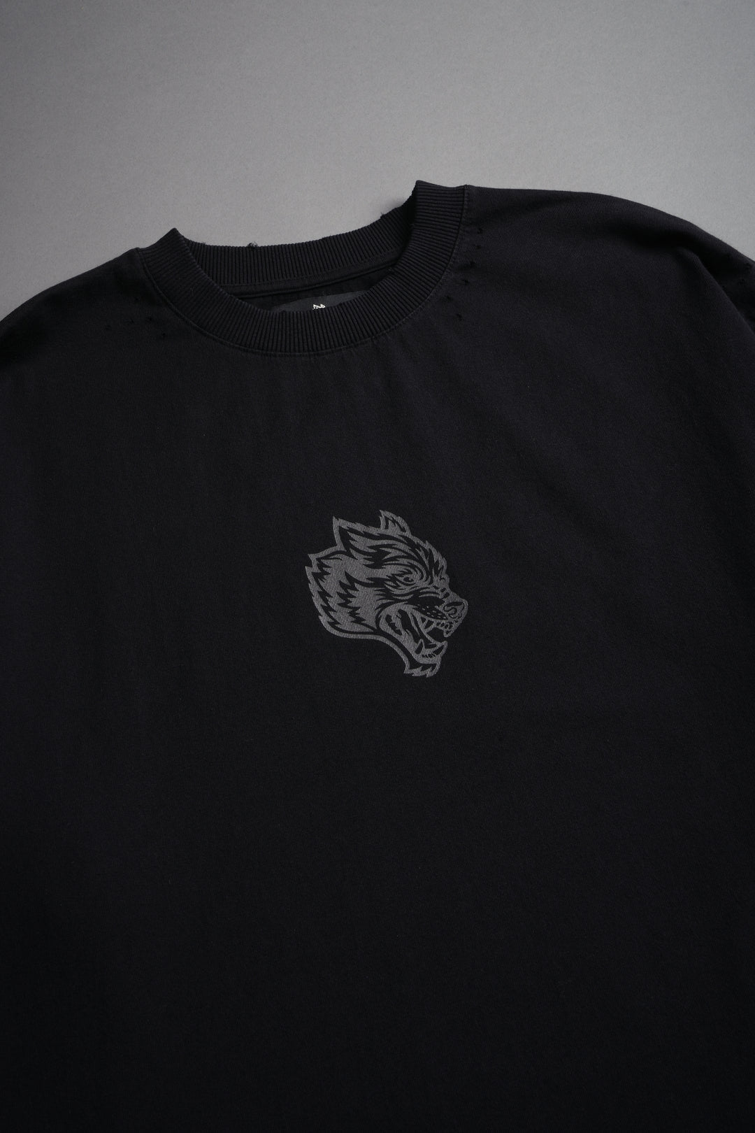 Wolves Oni Cherub Distressed Grunge Unisex Tee in Black