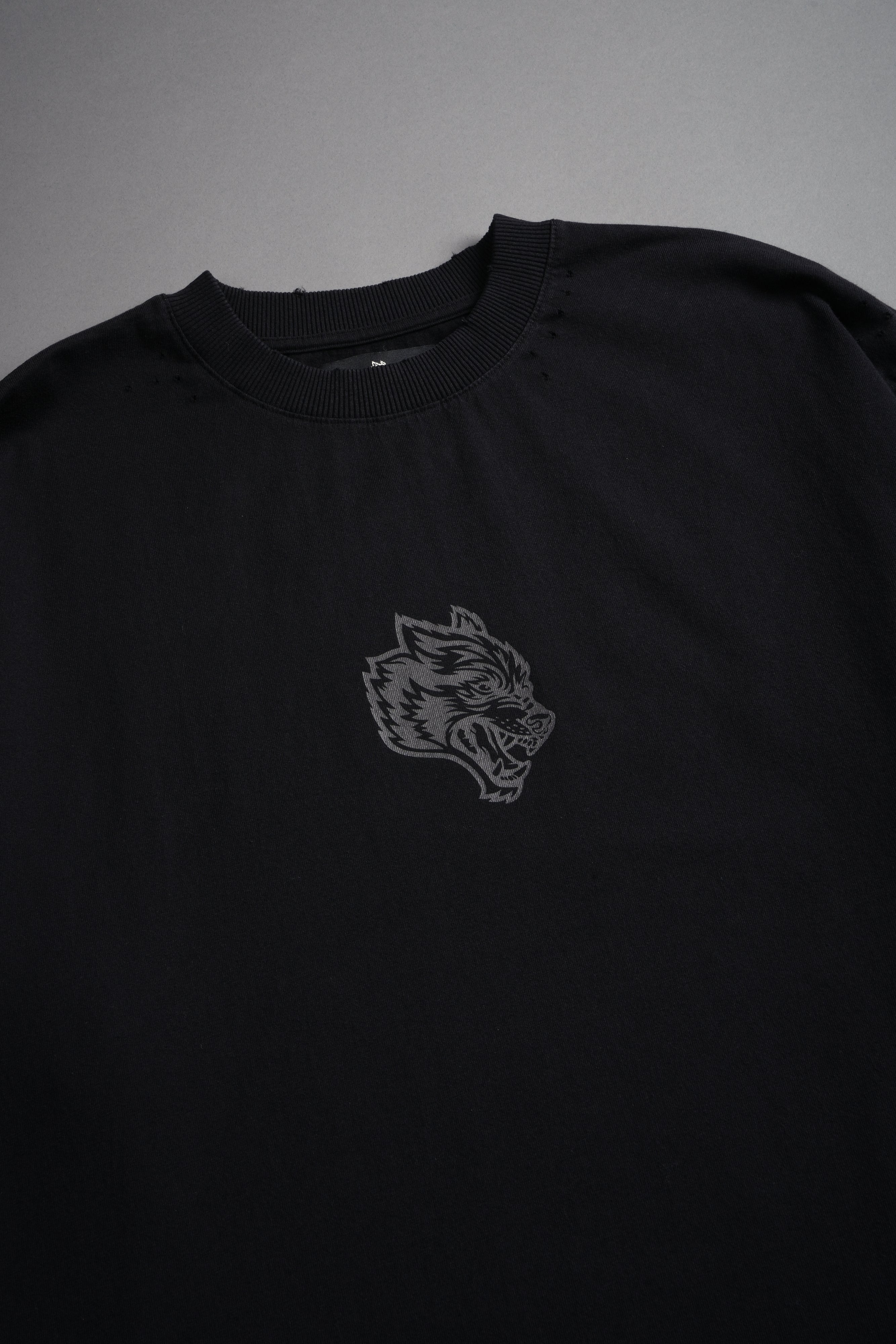 Wolves Oni Cherub Distressed Grunge Unisex Tee in Black