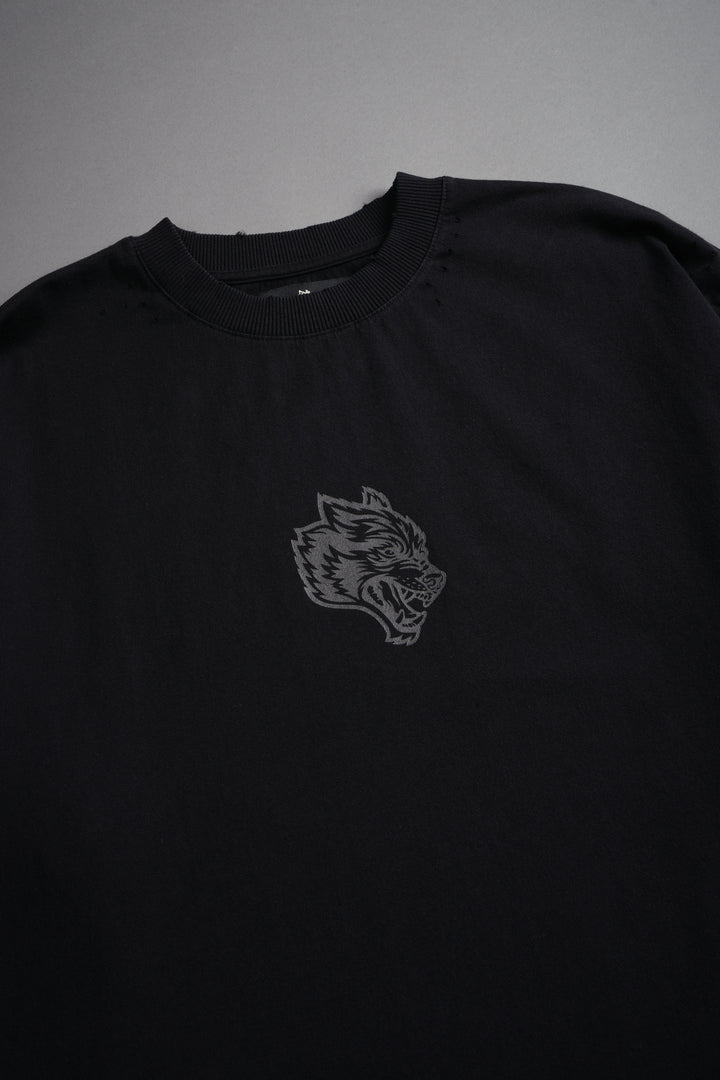 Wolves Oni Cherub Distressed Grunge Unisex Tee in Black