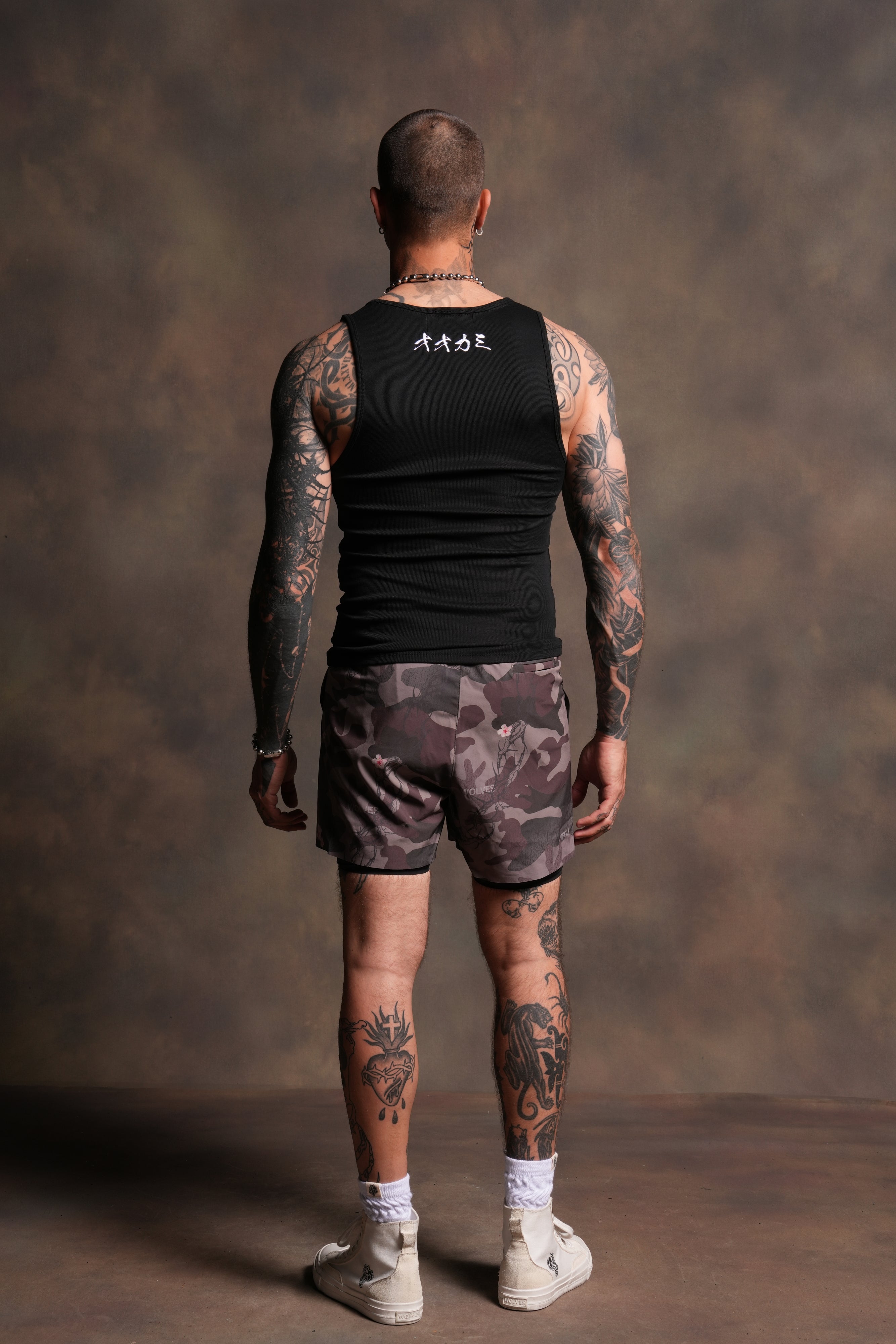 Bar Wolf Ribbed Tank in Black
