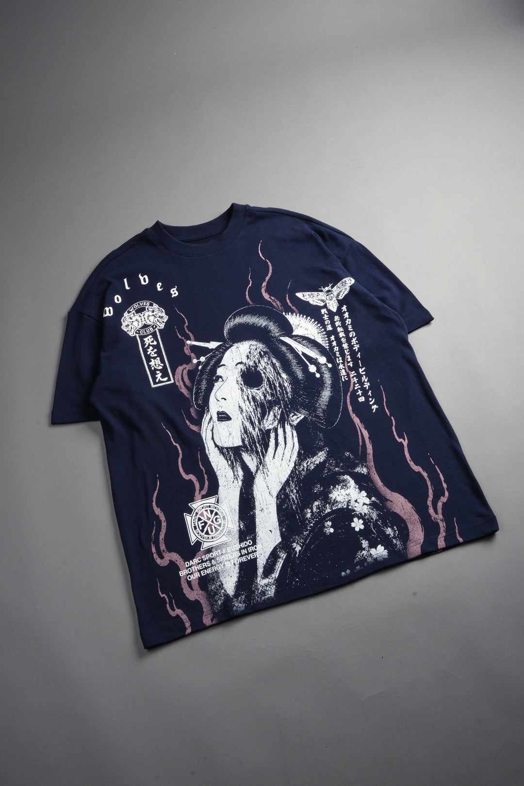 Mourning Flame Premium Oversized Tee in Navy