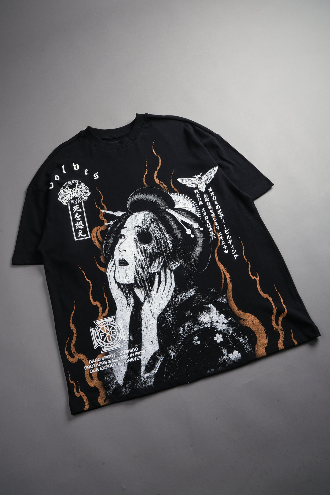 Mourning Flame Premium Oversized Tee in Black