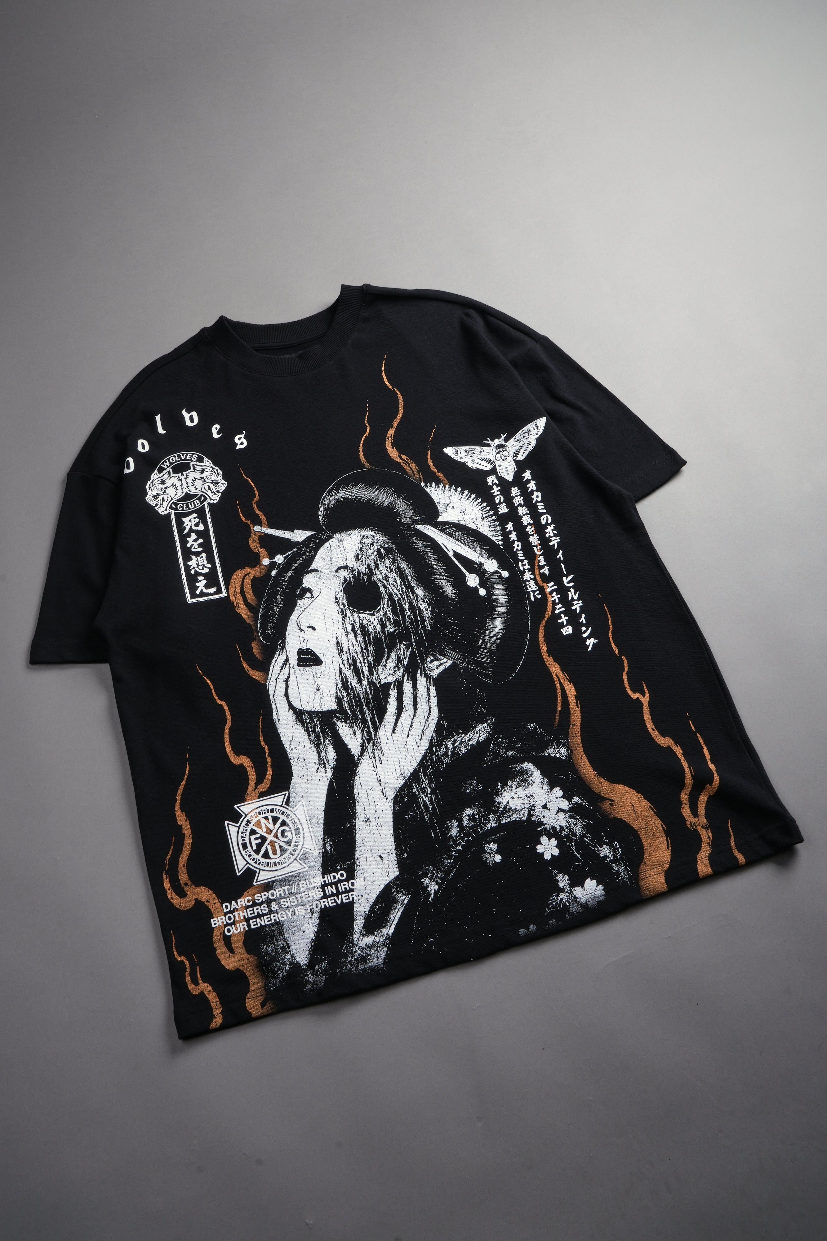 Mourning Flame Premium Oversized Tee in Black
