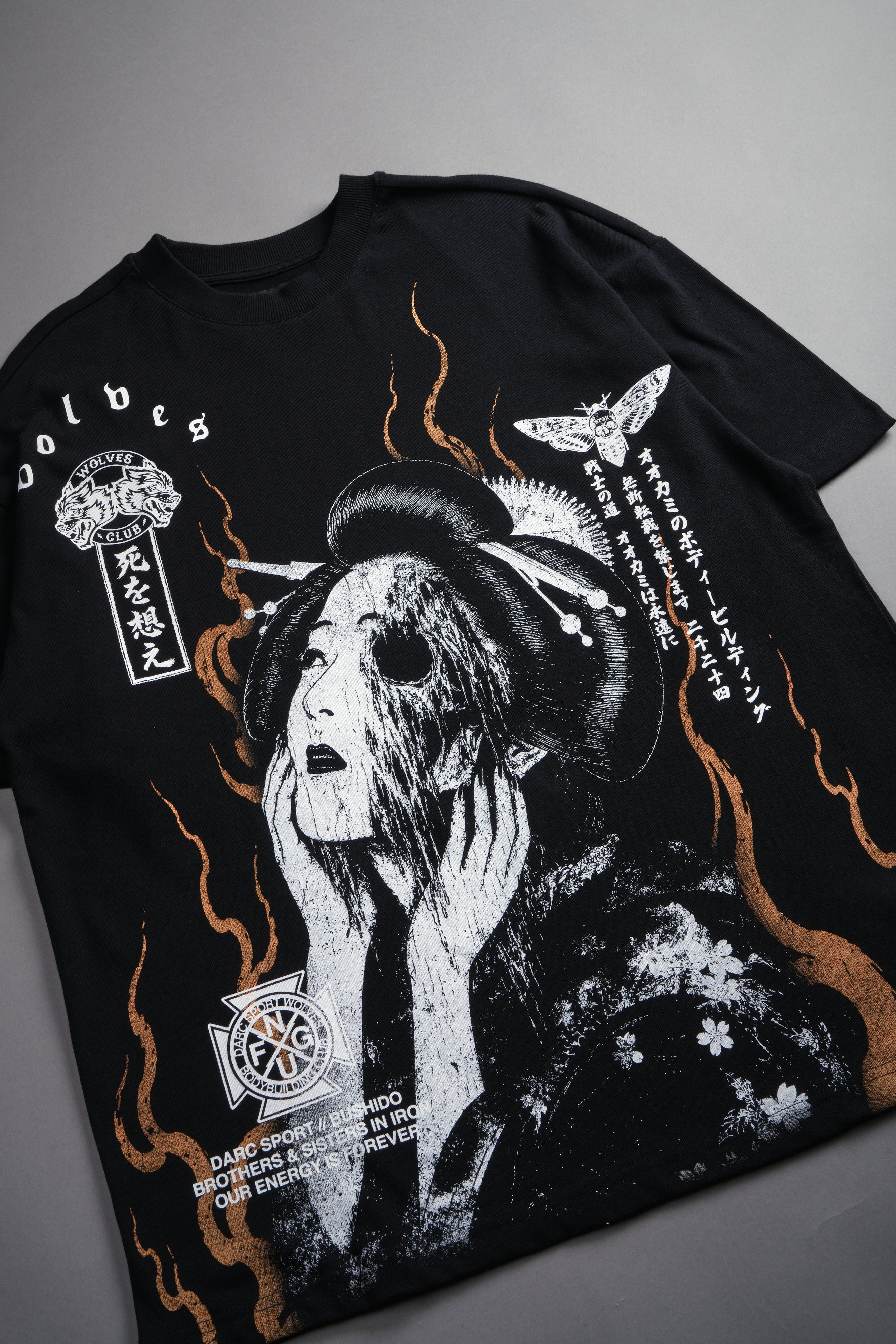 Mourning Flame Premium Oversized Tee in Black