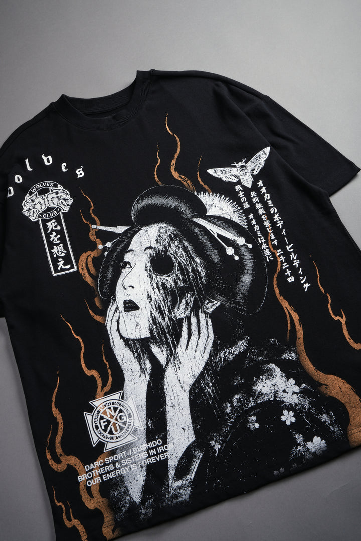 Mourning Flame Premium Oversized Tee in Black