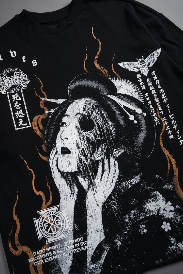 Mourning Flame Premium Oversized Tee in Black
