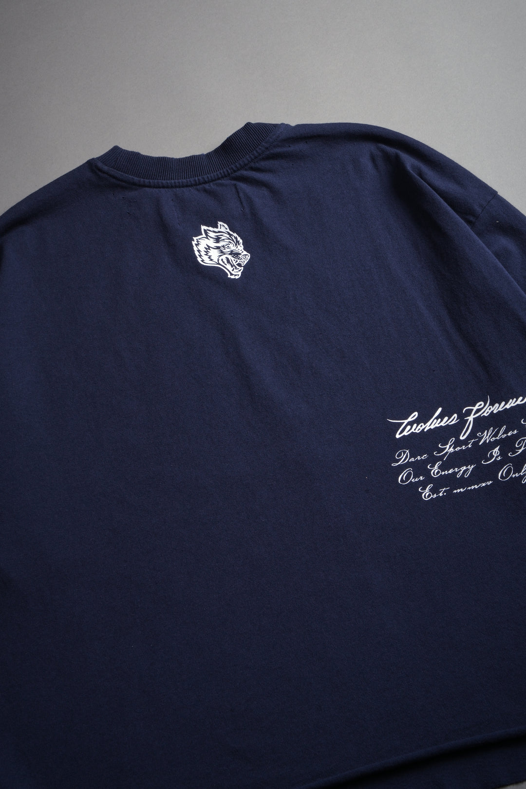 The Great Wave Distressed Grunge Box Cut Tee V2 in Navy
