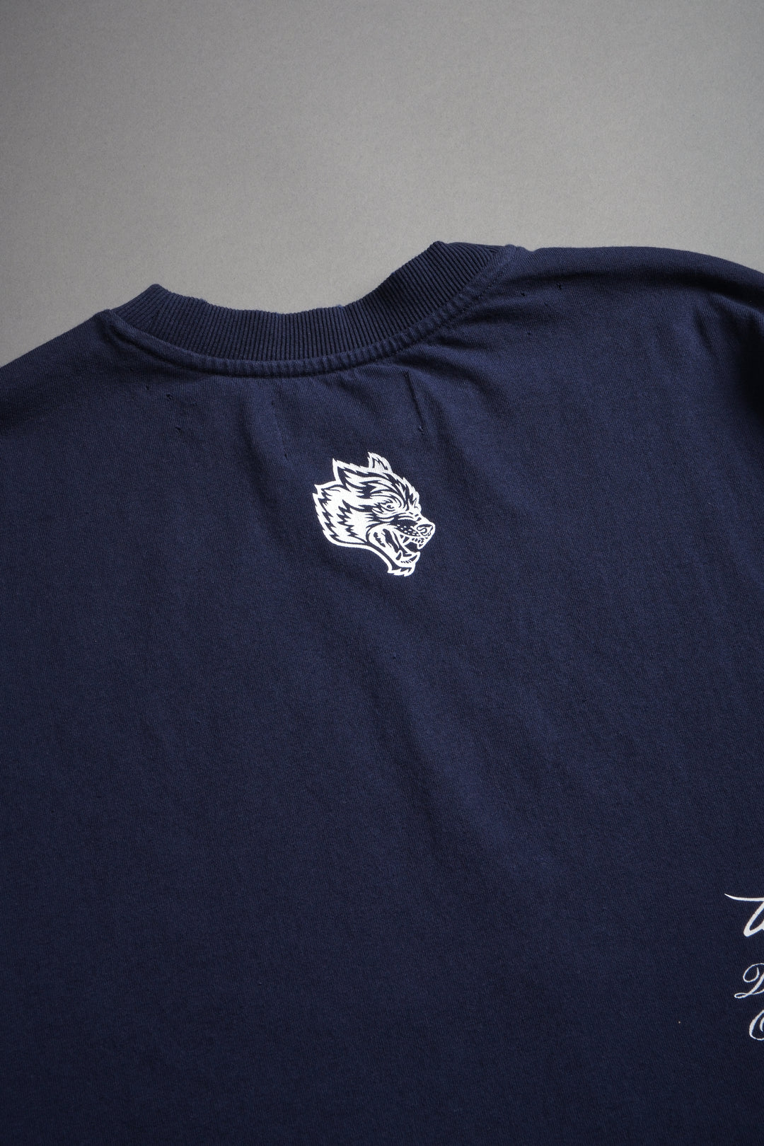 The Great Wave Distressed Grunge Box Cut Tee V2 in Navy