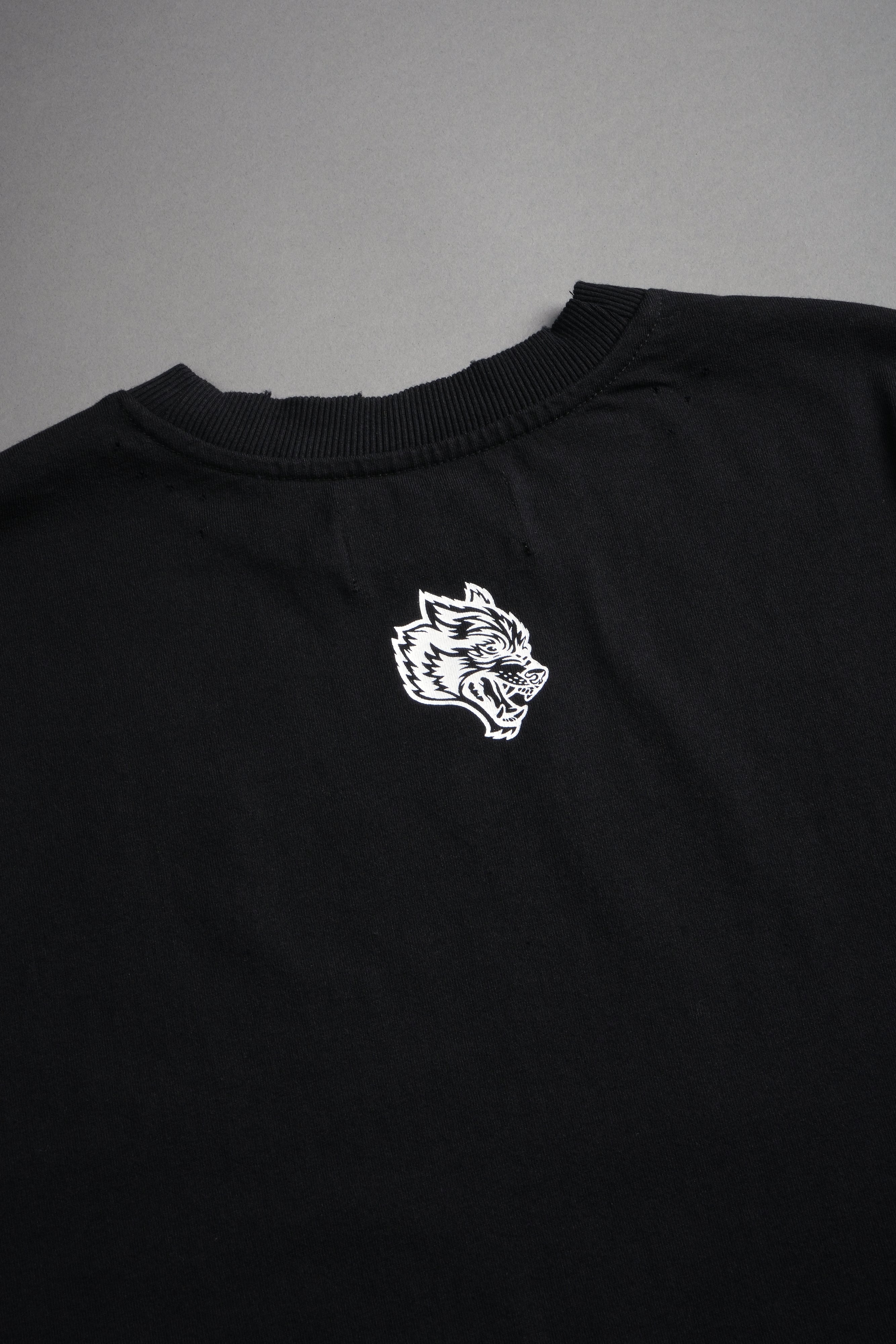 The Great Wave Distressed Grunge Box Cut Tee V2 in Black