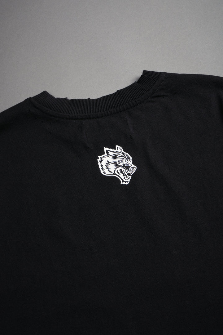 The Great Wave Distressed Grunge Box Cut Tee V2 in Black