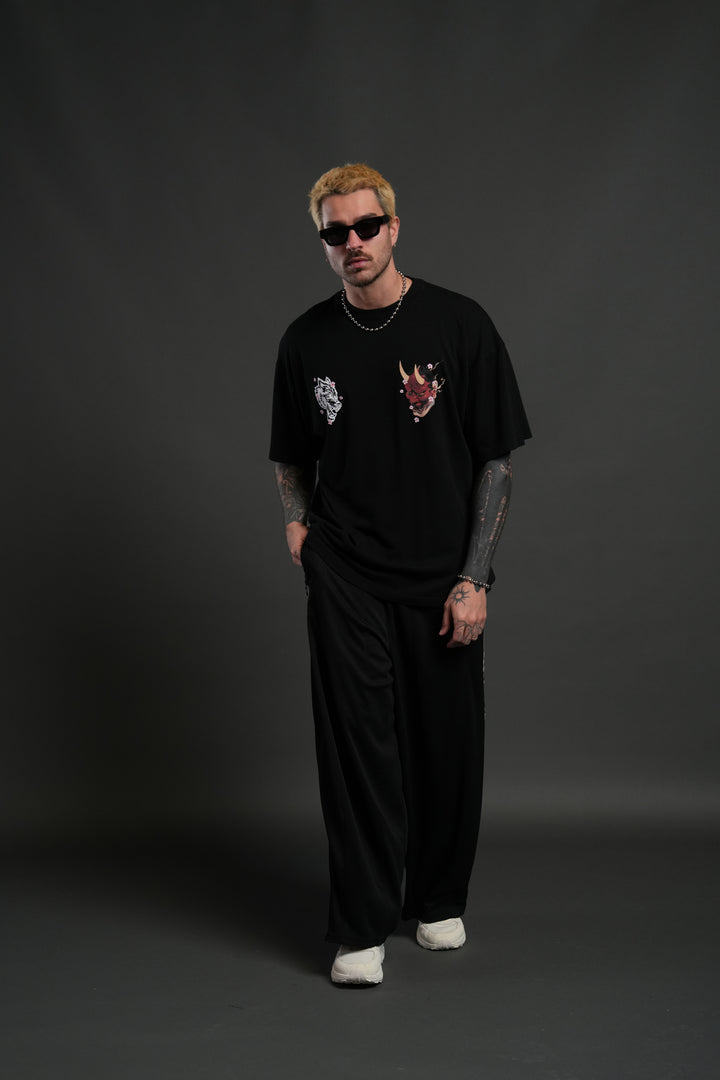 Oni Code Blossom "Premium" Oversized Tee in Black