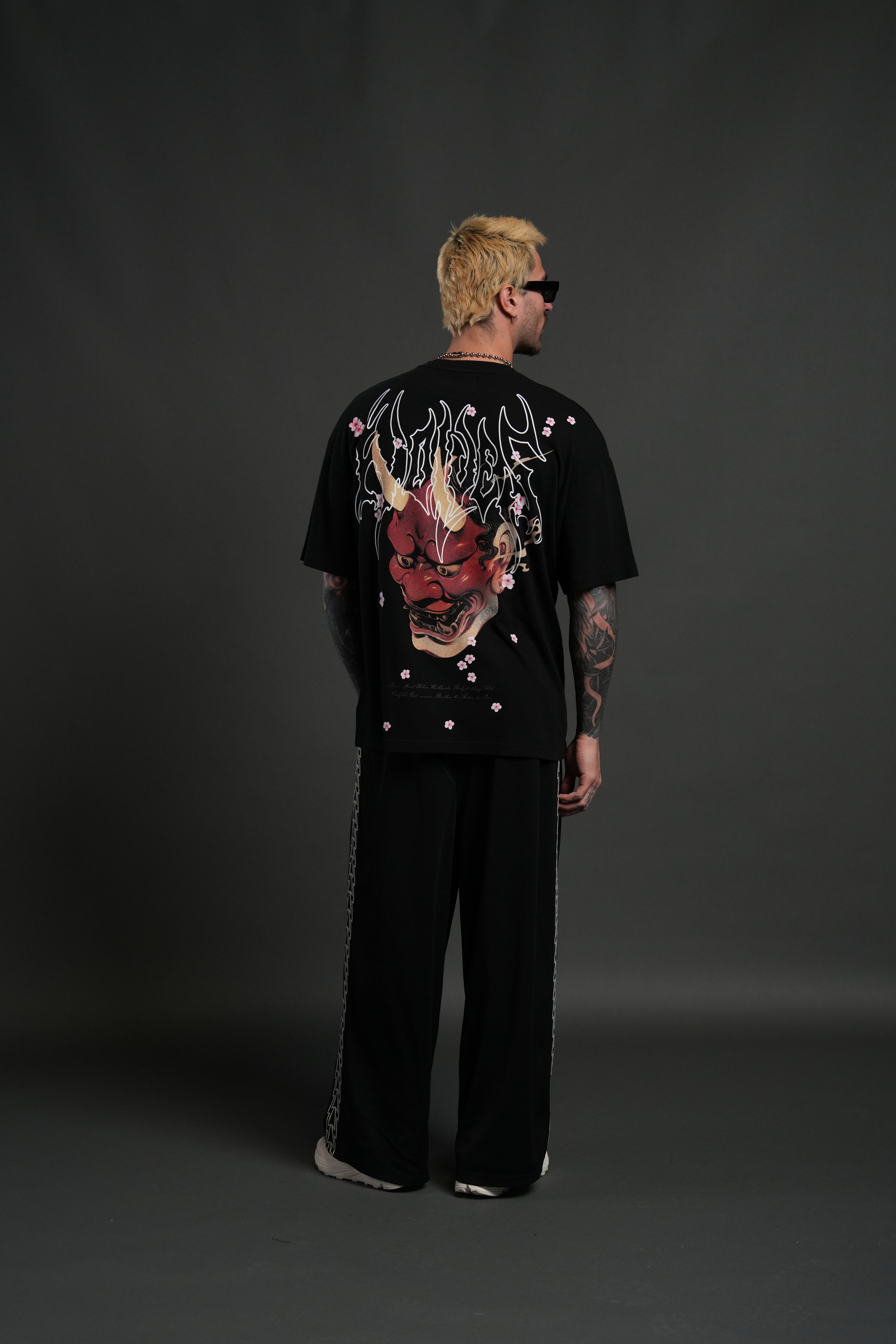 Oni Code Blossom "Premium" Oversized Tee in Black