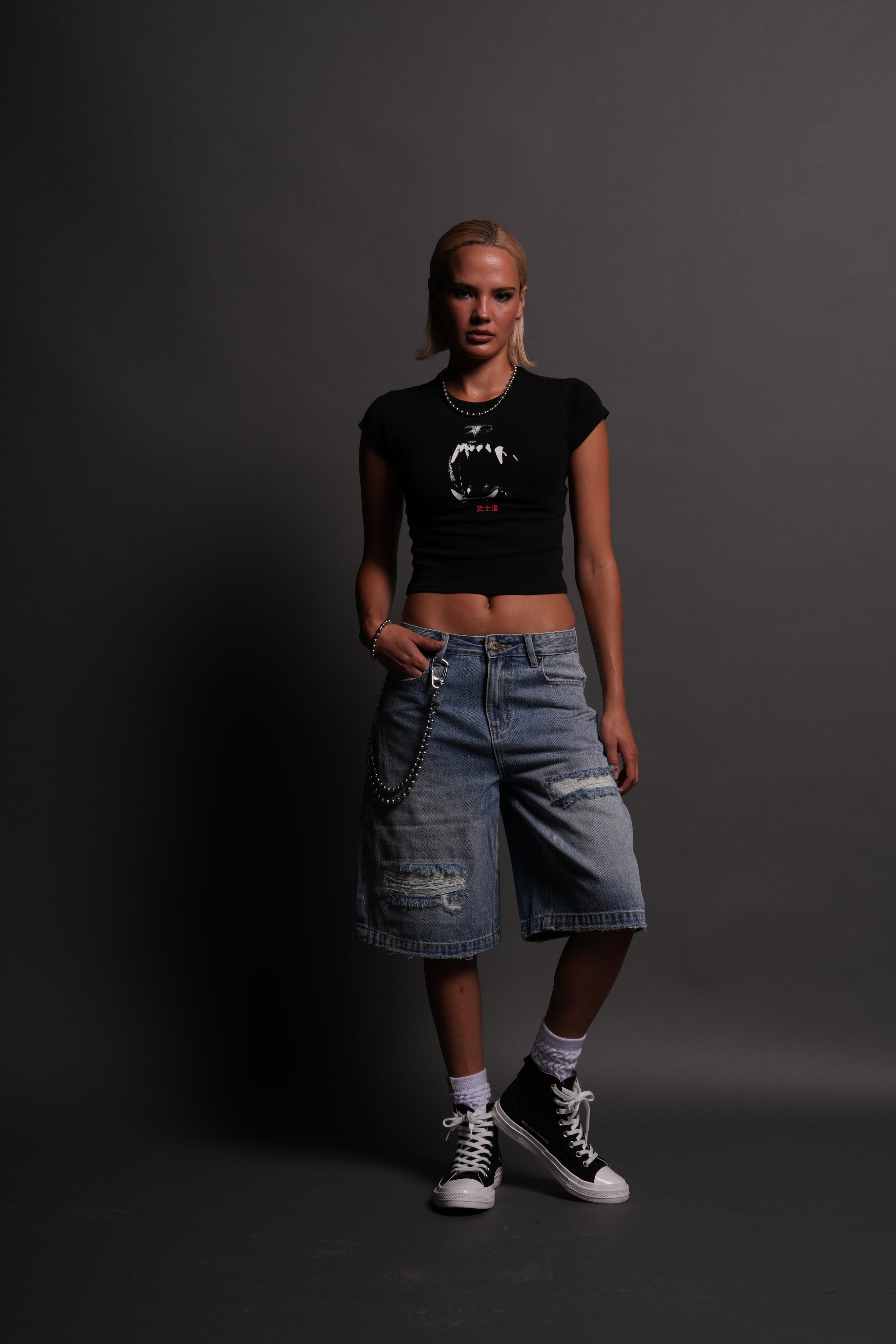 Blood Thirsty Kanji "Baby" Tee in Black