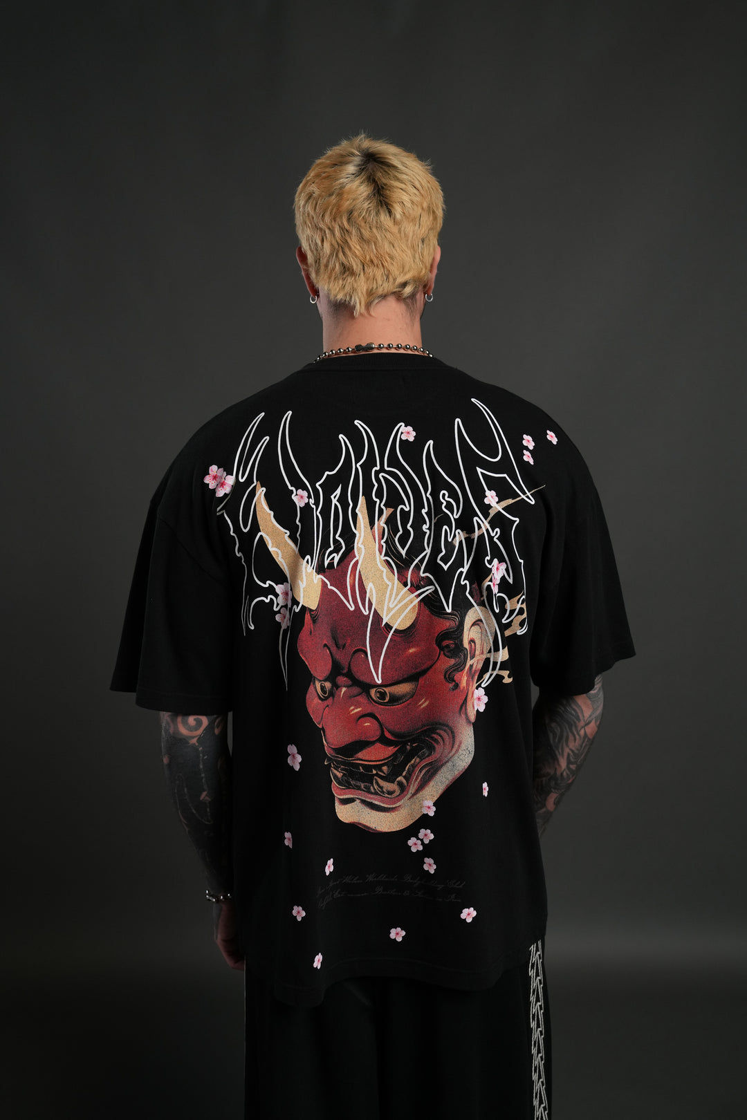 Oni Code Blossom "Premium" Oversized Tee in Black