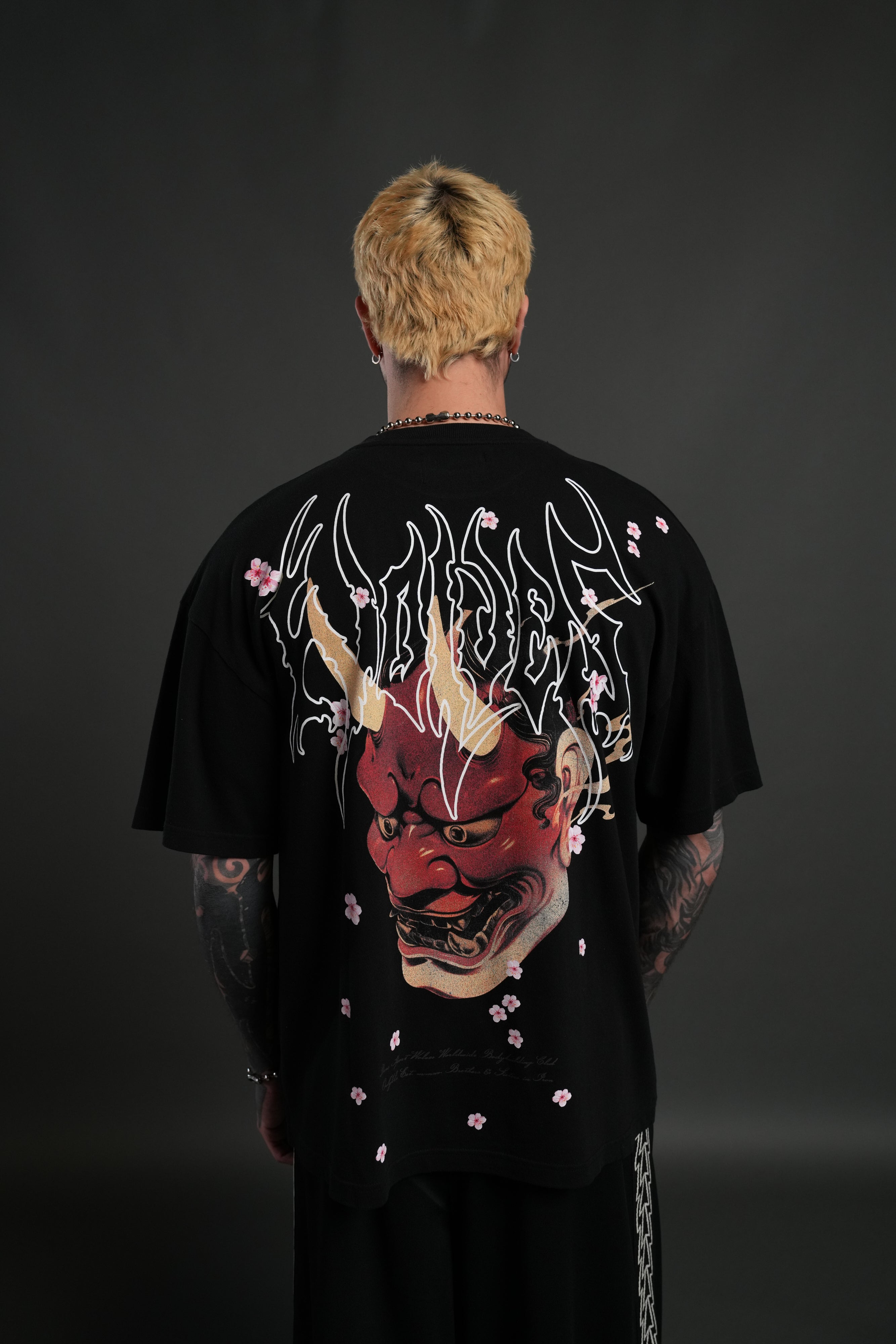 Oni Code Blossom "Premium" Oversized Tee in Black