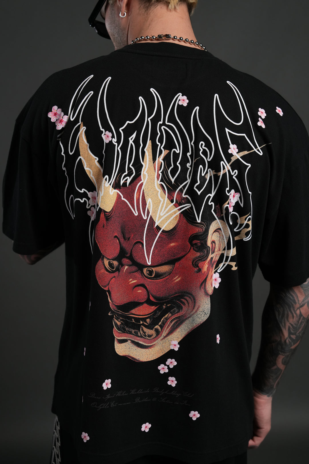 Oni Code Blossom "Premium" Oversized Tee in Black