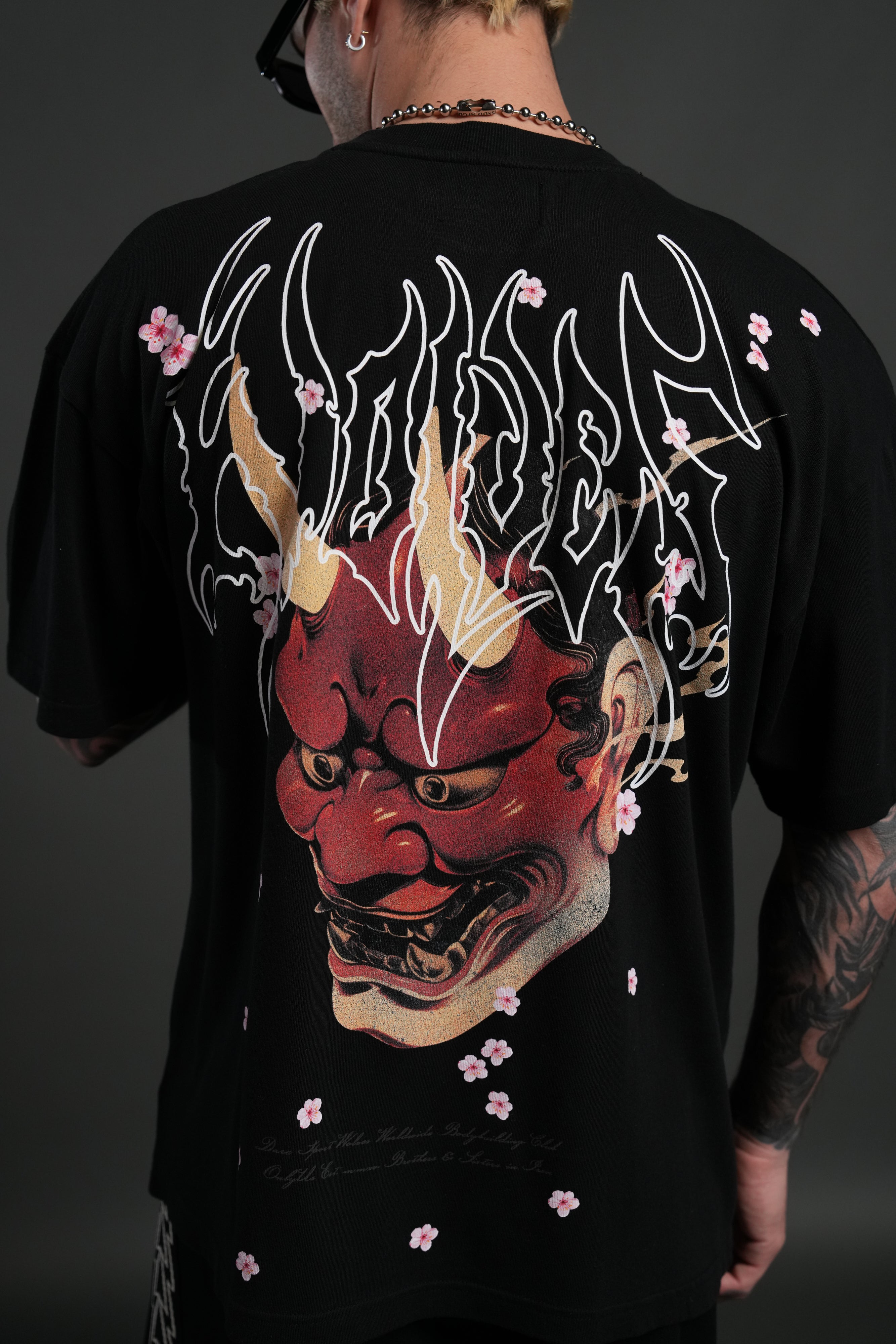Oni Code Blossom "Premium" Oversized Tee in Black
