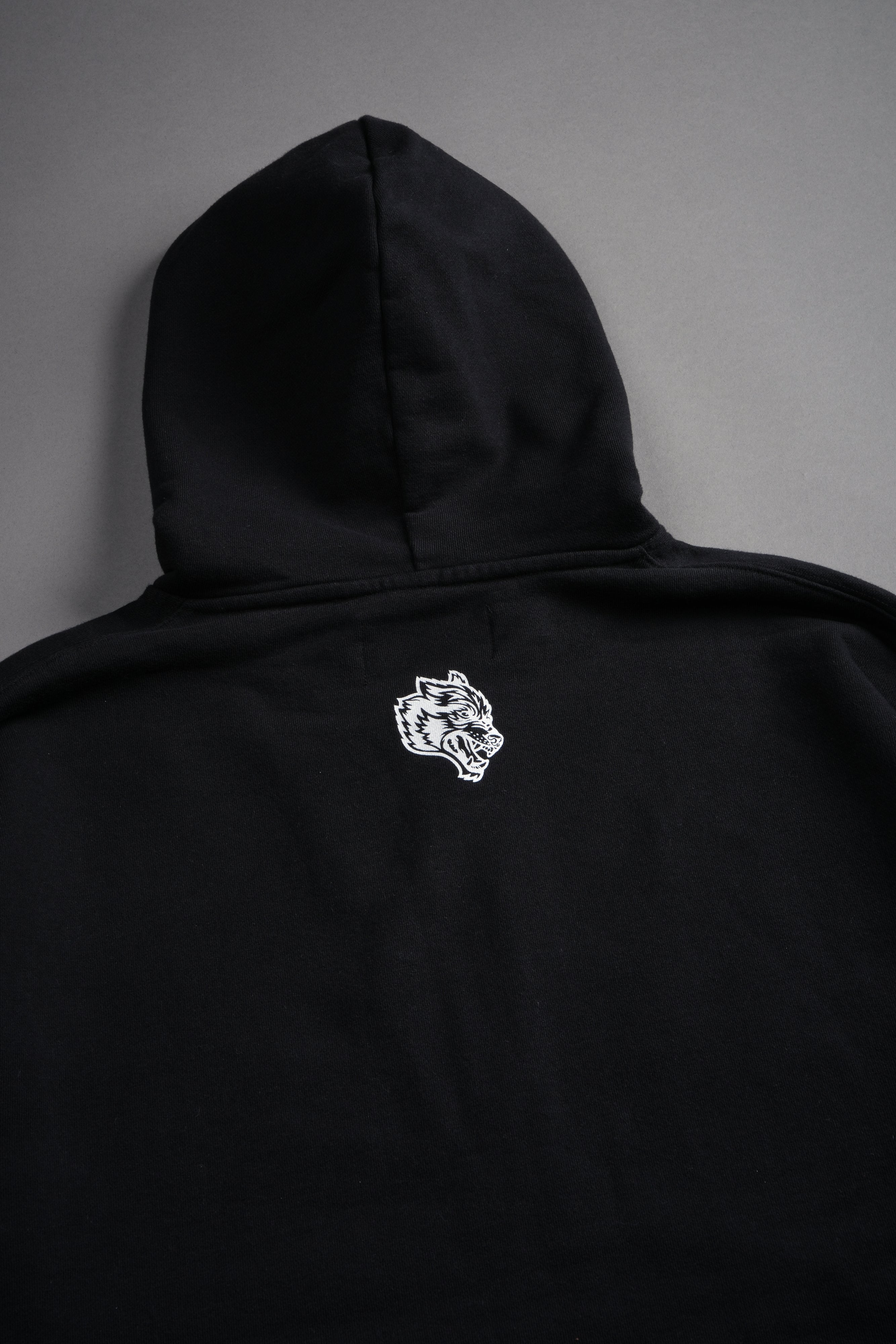 Ssddnfgu Bushido Distressed Grunge Mid Length Raw Hem Zip Hoodie in Black