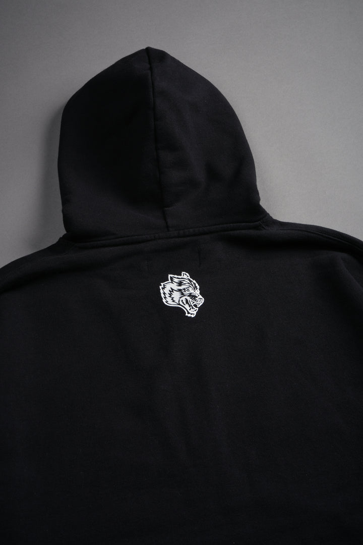 Ssddnfgu Bushido Distressed Grunge Mid Length Raw Hem Zip Hoodie in Black