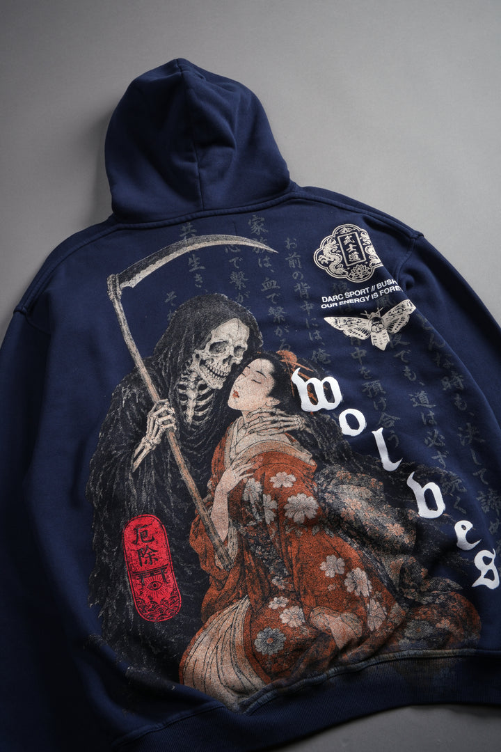 Shinigami'S Embrace Bishop Hoodie in Navy