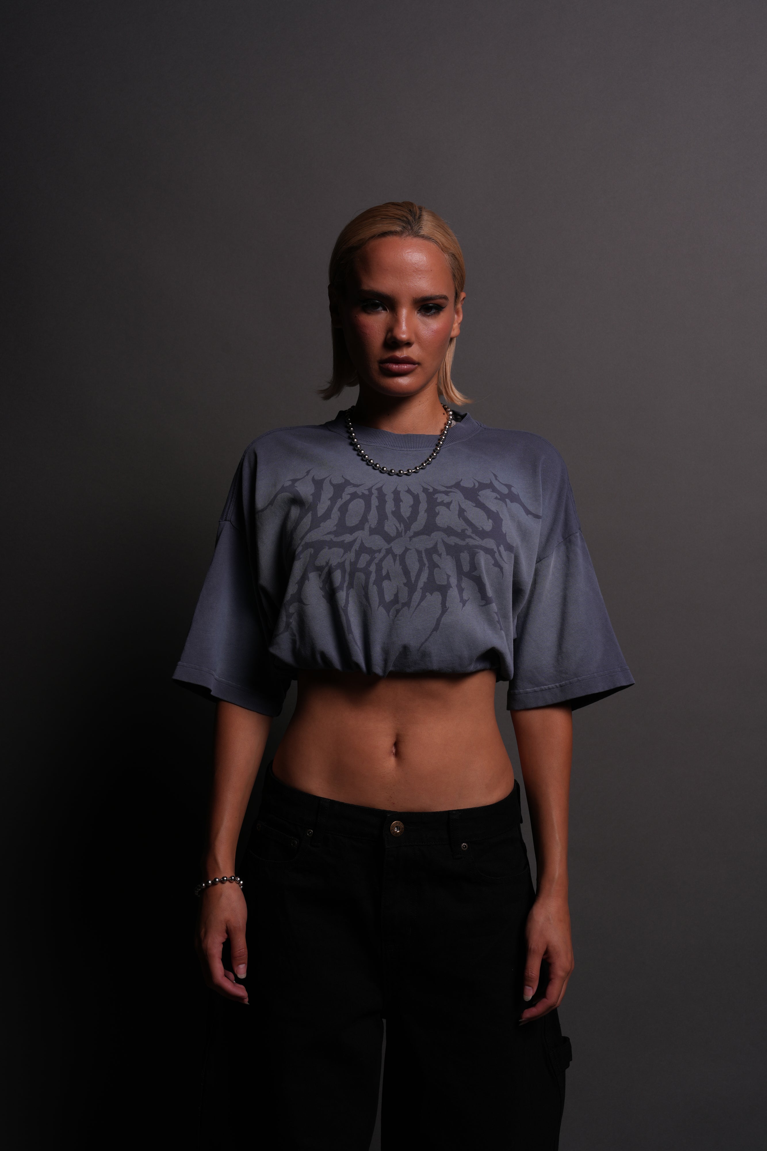 Forged From Iron Bungee Cropped Tee in Denim Horizon Sun Fade