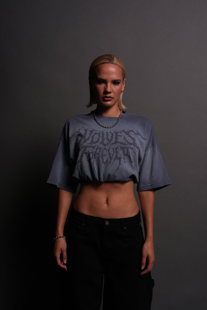 Forged From Iron Bungee Cropped Tee in Denim Horizon Sun Fade