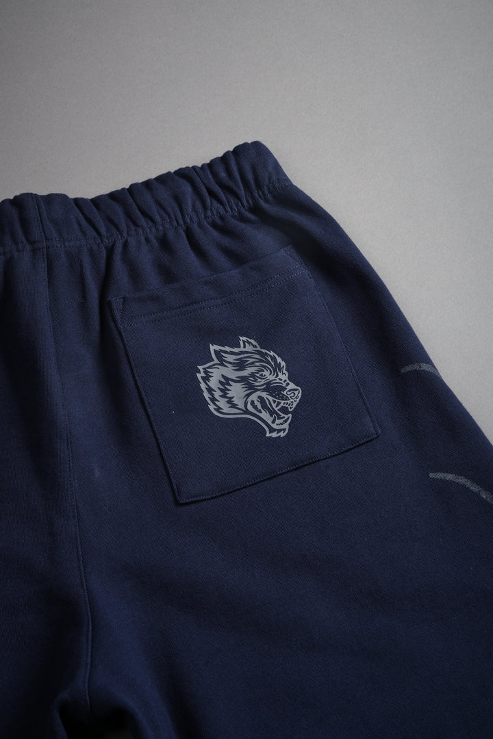 Kokuryu Grunge Oversized Raw Hem Post Lounge Sweat Shorts in Navy