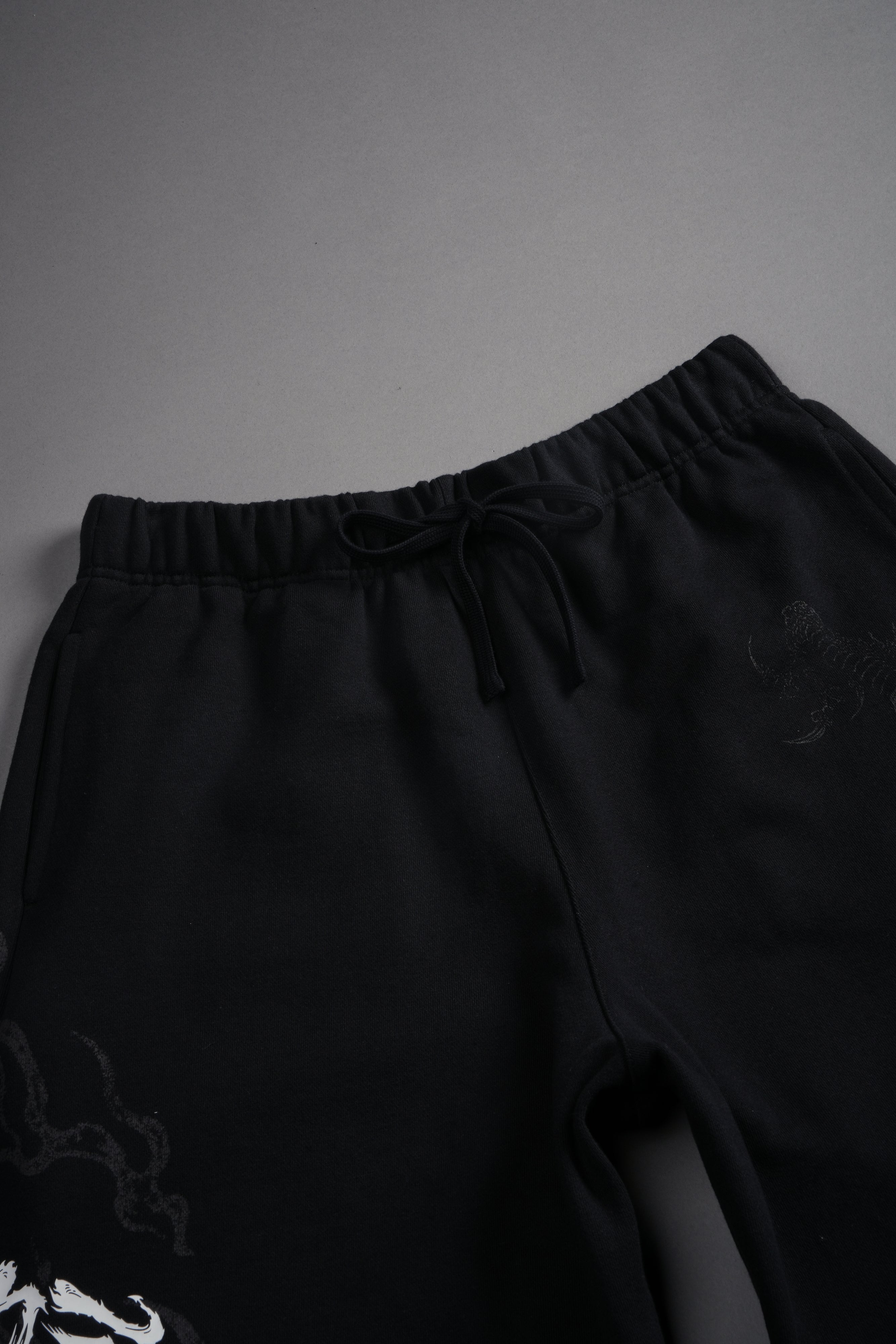 Kokuryu Grunge Oversized Raw Hem Post Lounge Sweat Shorts in Black