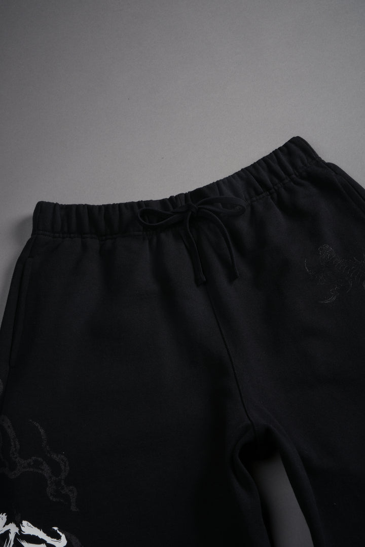 Kokuryu Grunge Oversized Raw Hem Post Lounge Sweat Shorts in Black