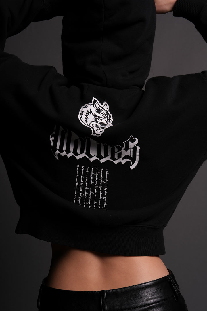 Our Passion "Sage" (Cropped) Zip Hoodie in Black