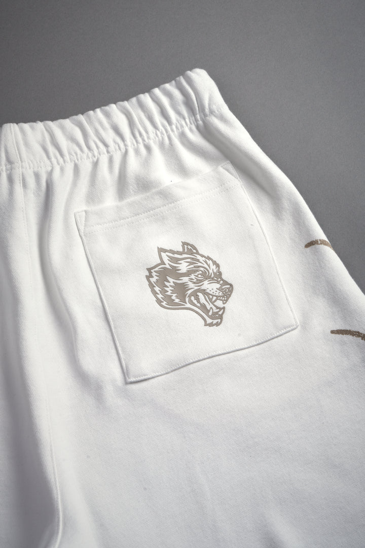 Kokuryu Grunge Oversized Raw Hem Post Lounge Sweat Shorts in Cream