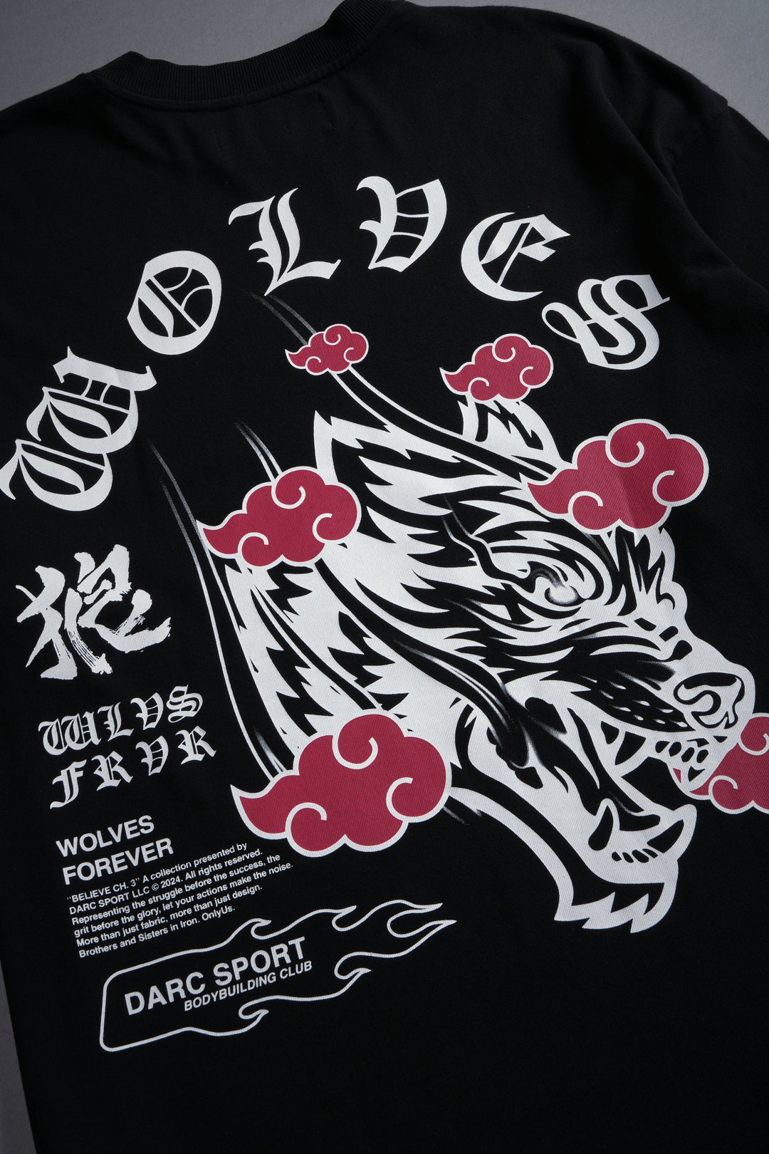 Wolf Clouds V3 "Premium" Oversized Tee in Black