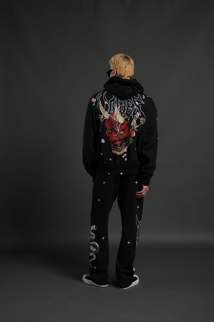 Oni Code Blossom "Chambers" Zip Hoodie in Black