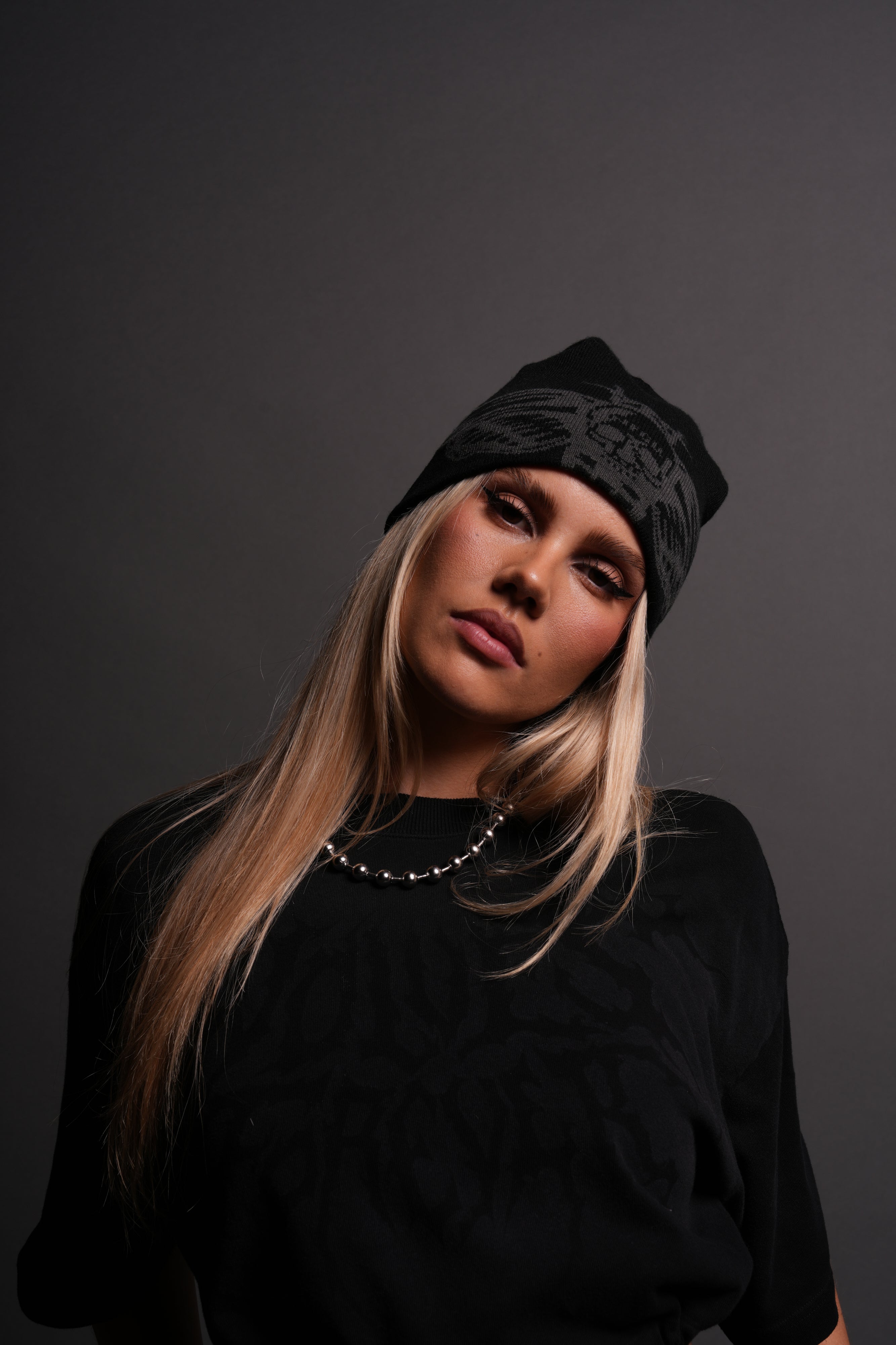 Moth Kanji Cap Beanie in Black