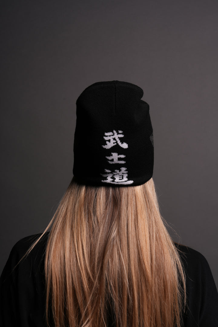 Moth Kanji Cap Beanie in Black