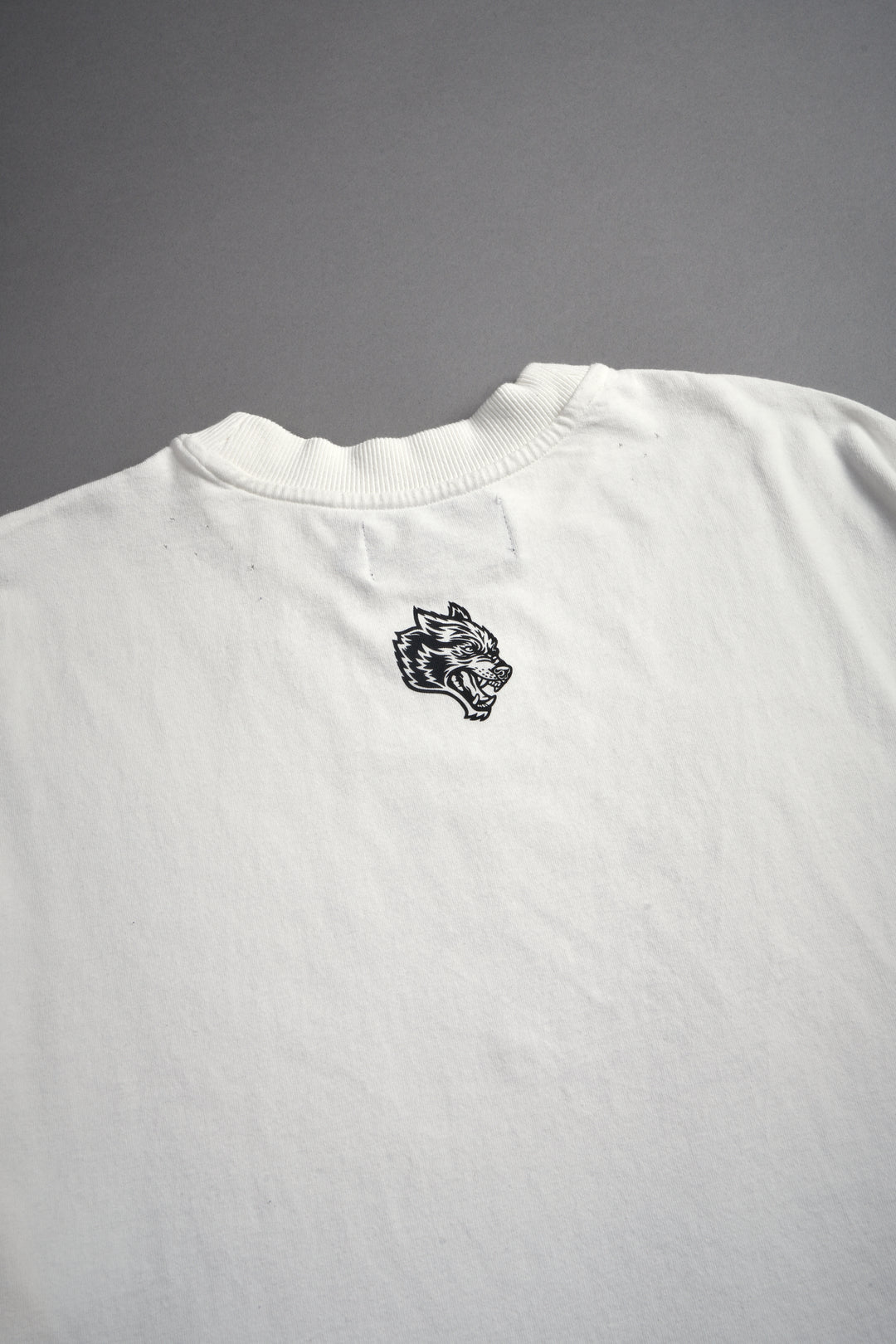 Oni Cherub Distressed Grunge Mid Length Raw Hem Tee in Cream