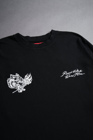 Roses While We're Here "Premium" Oversized Tee in Black