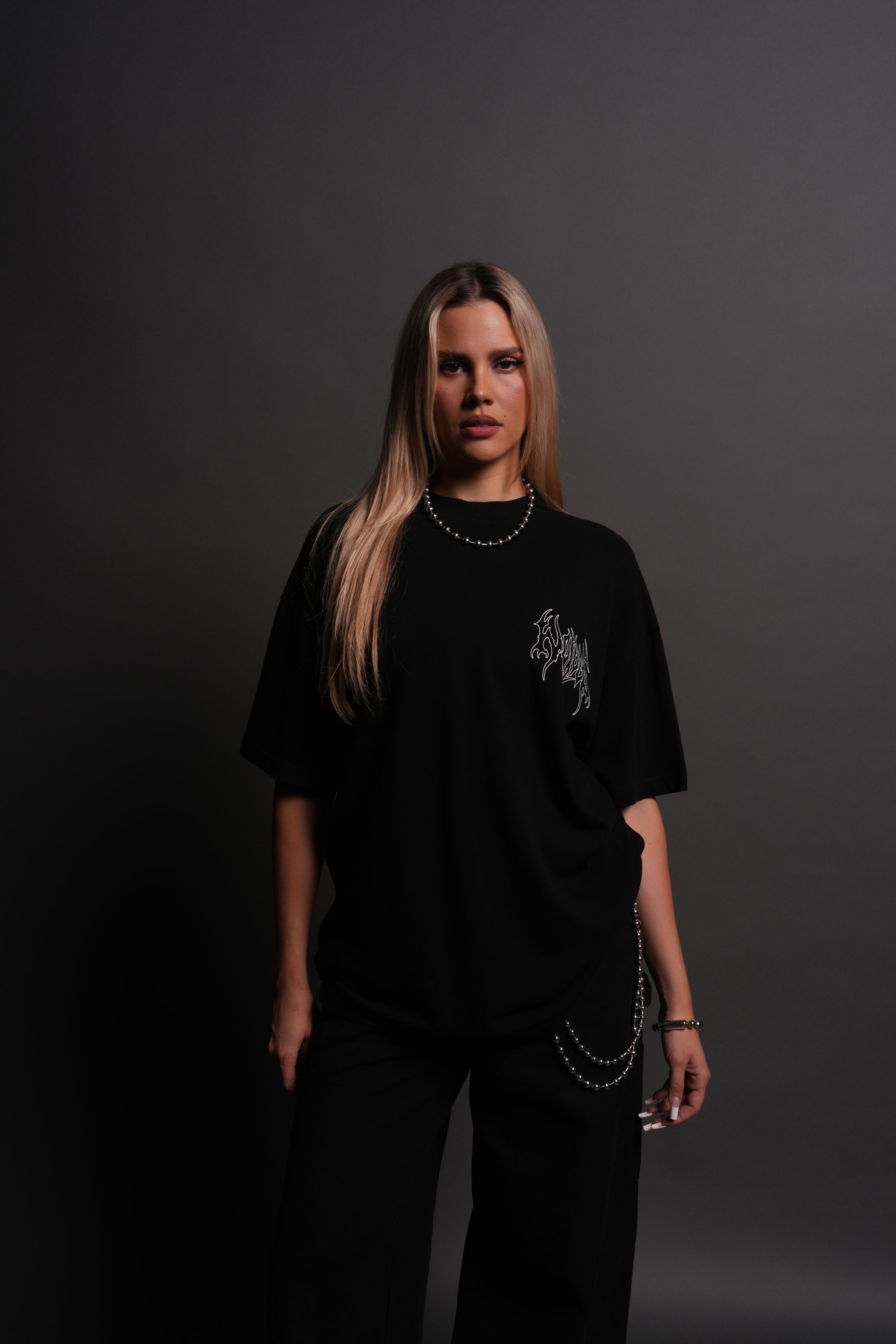 Hesh Blossom Oversized "Premium" Unisex Tee in Black