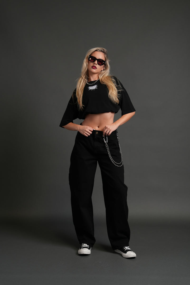 Forged From Iron Bungee Cropped Tee in Black