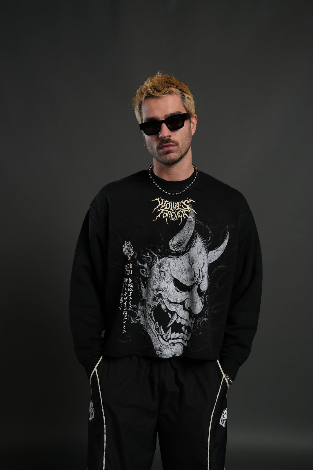 Hannya Inferno Raw Hem "Box Cut" Crewneck in Black Sun Fade