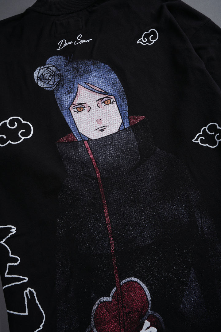 Konan Akatsuki "Side By Side" Oversized Tee in Black