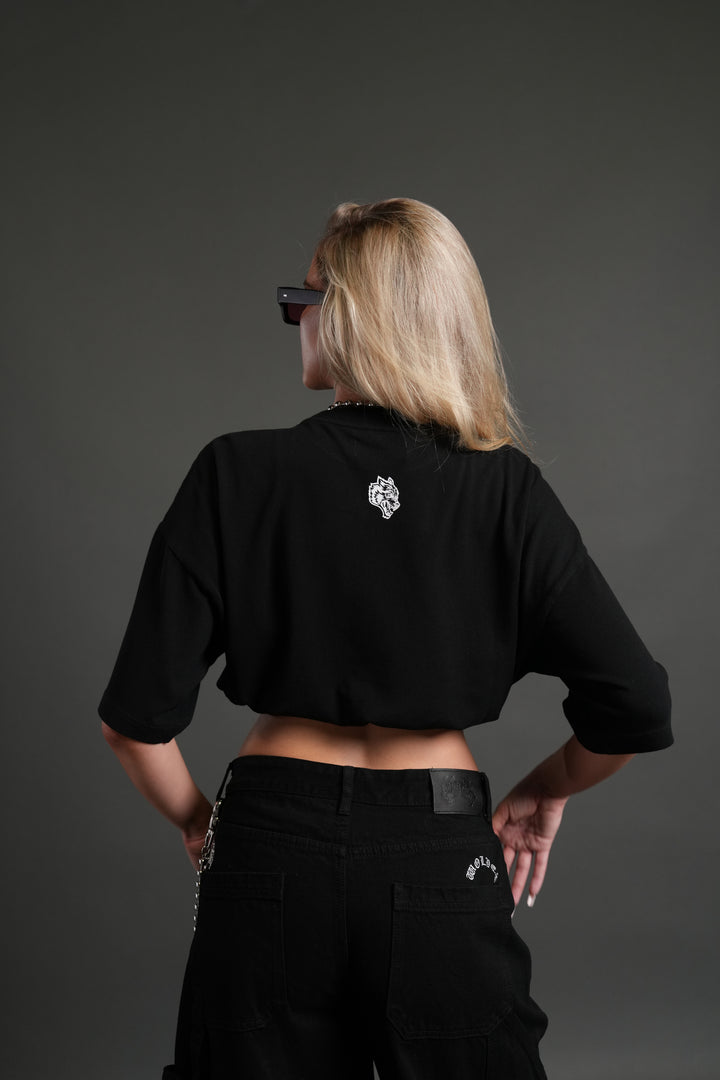 Forged From Iron Bungee Cropped Tee in Black