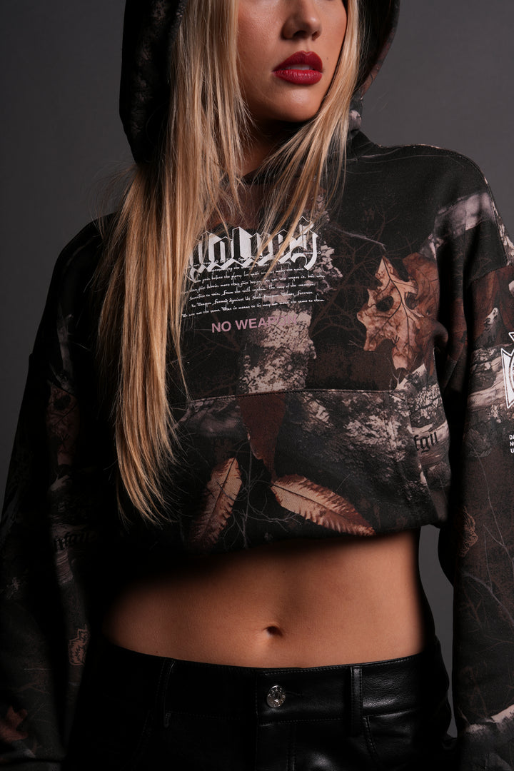 Create Your Own Life "Owen" (Cropped) Hoodie in Darc Brown Woodland Camo