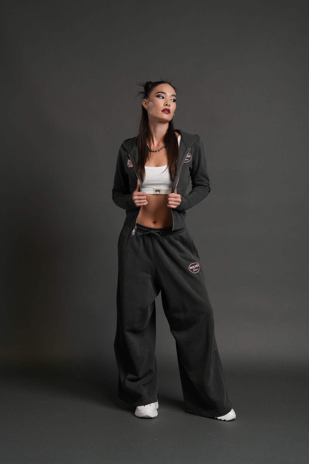 Our Time "Iris" Zip Up She Hoodie in Wolf Gray