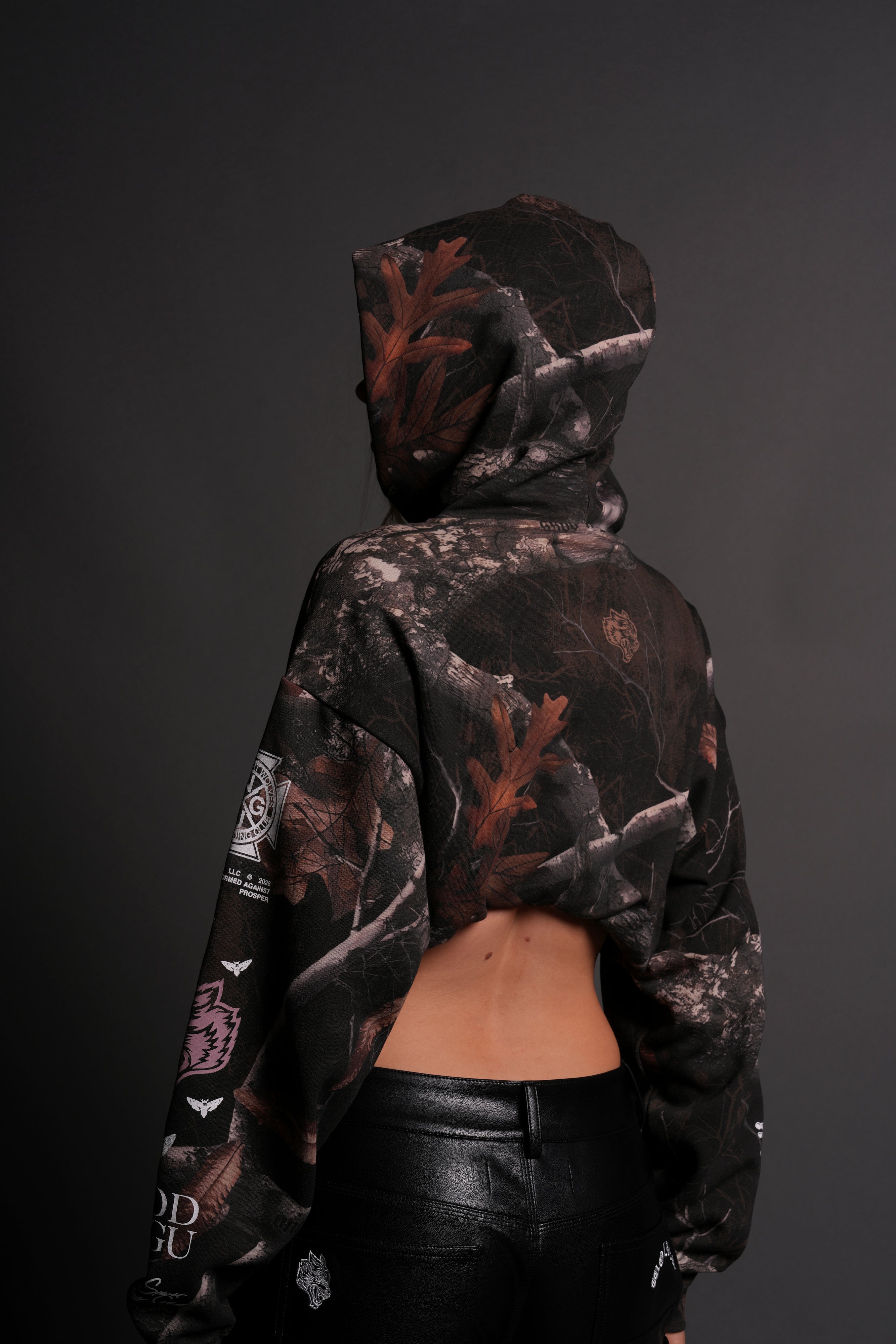 Create Your Own Life "Owen" (Cropped) Hoodie in Darc Brown Woodland Camo