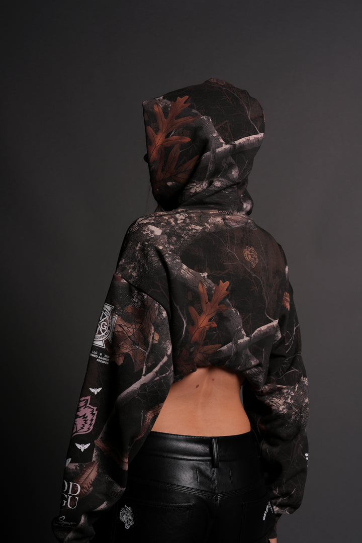 Create Your Own Life "Owen" (Cropped) Hoodie in Darc Brown Woodland Camo