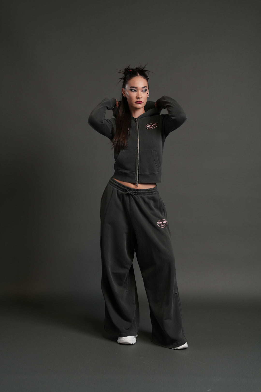 Our Time "Iris" Zip Up She Hoodie in Wolf Gray