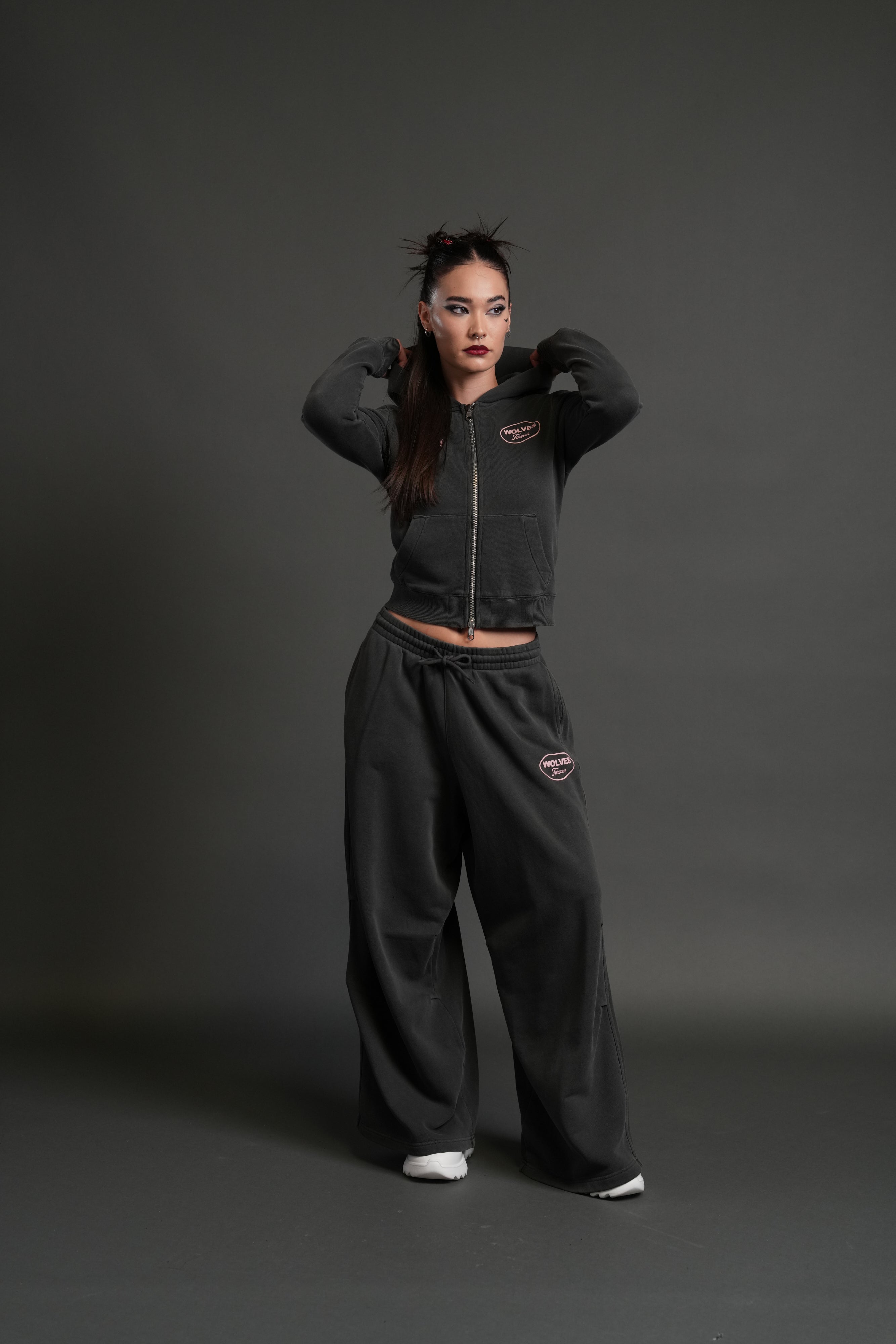 Our Time "Iris" Zip Up She Hoodie in Wolf Gray
