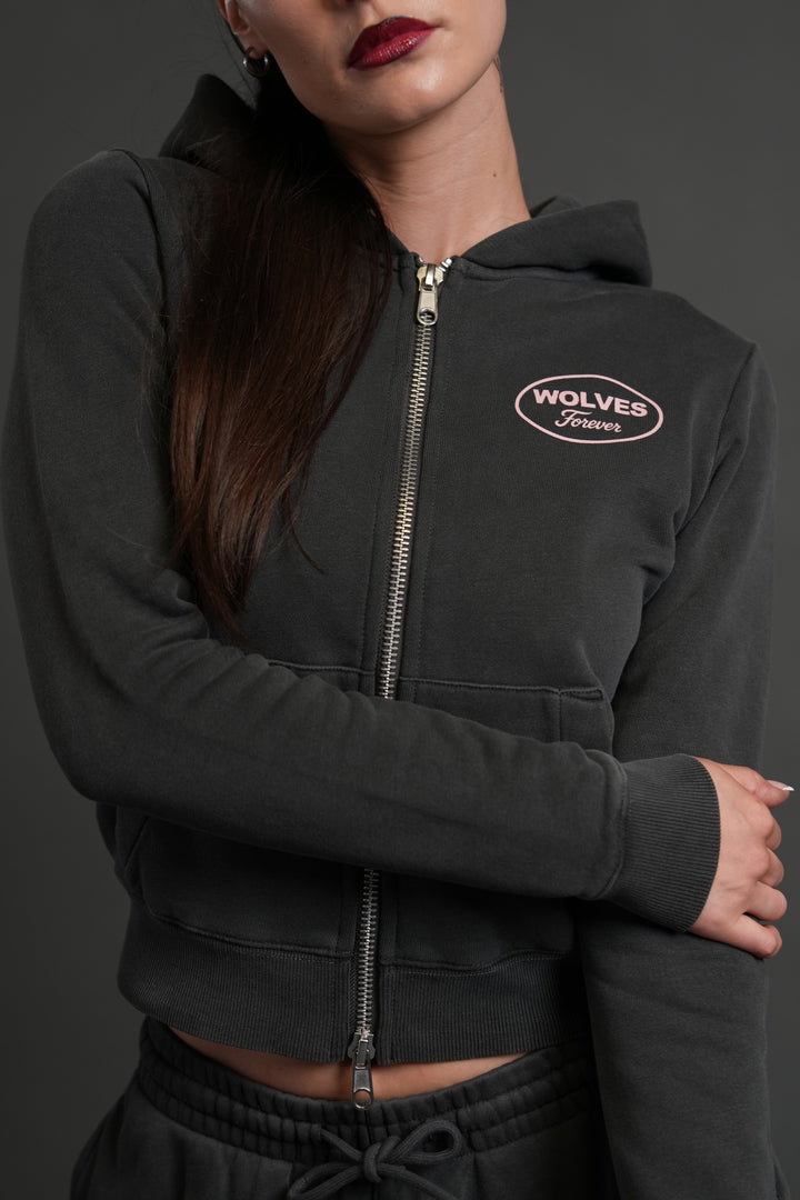 Our Time "Iris" Zip Up She Hoodie in Wolf Gray