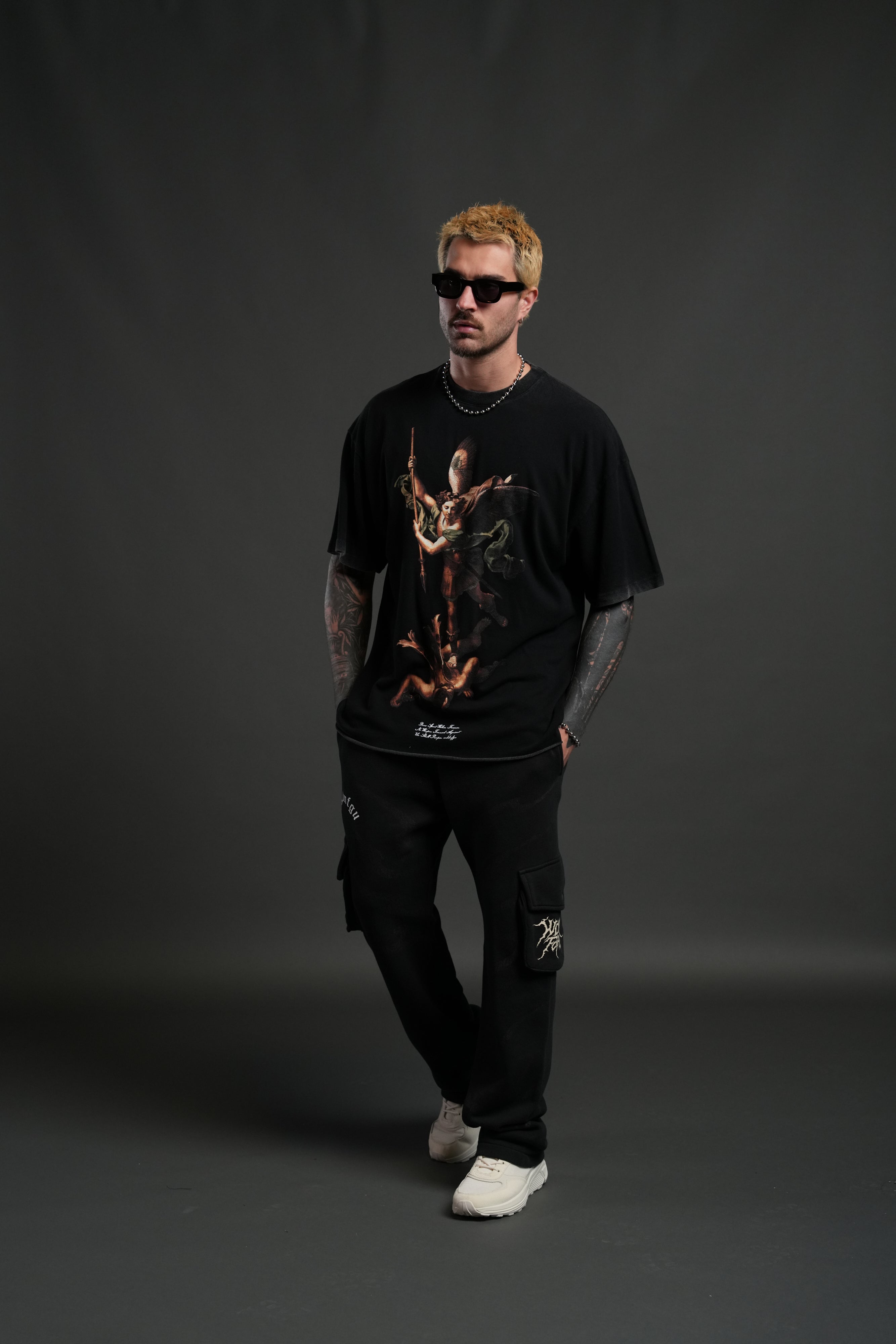 Triump Raw Hem Premium Oversized Tee in Black